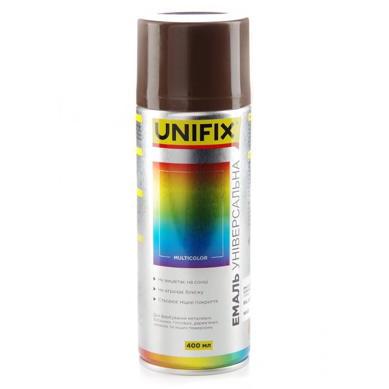 UNIFIX Емаль акрилова RAL 8017 Коричневий шоколадний гл. 400 мл