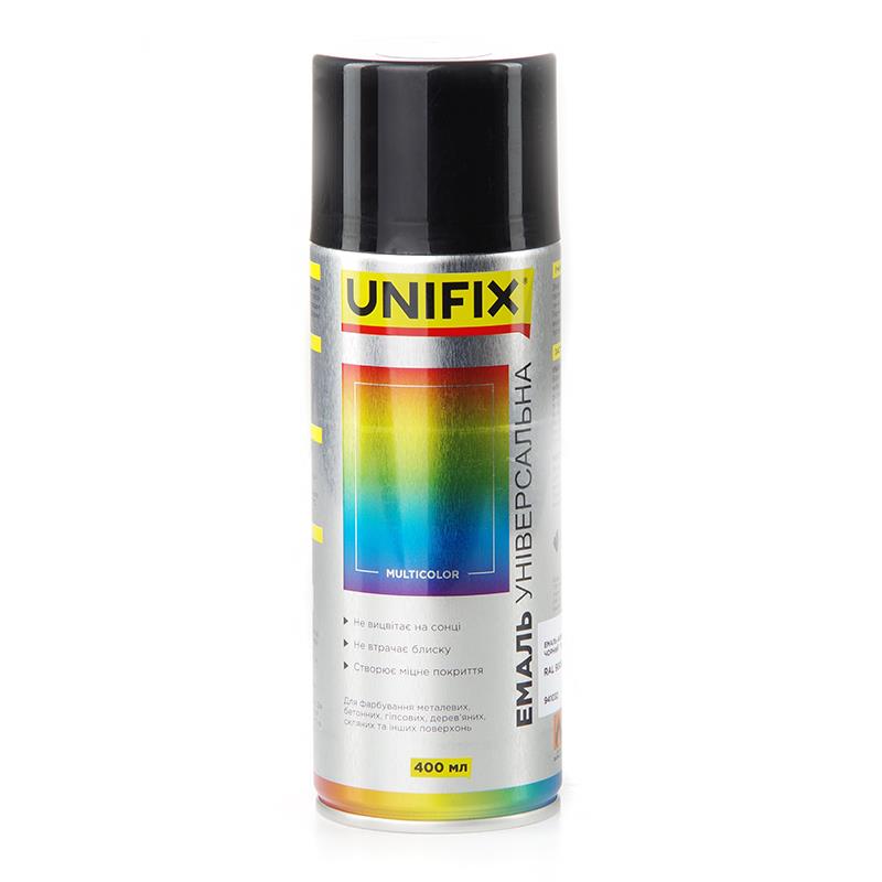 Емаль акрилова універсальна RAL 9005 Чорний гл. 400мл UNIFIX